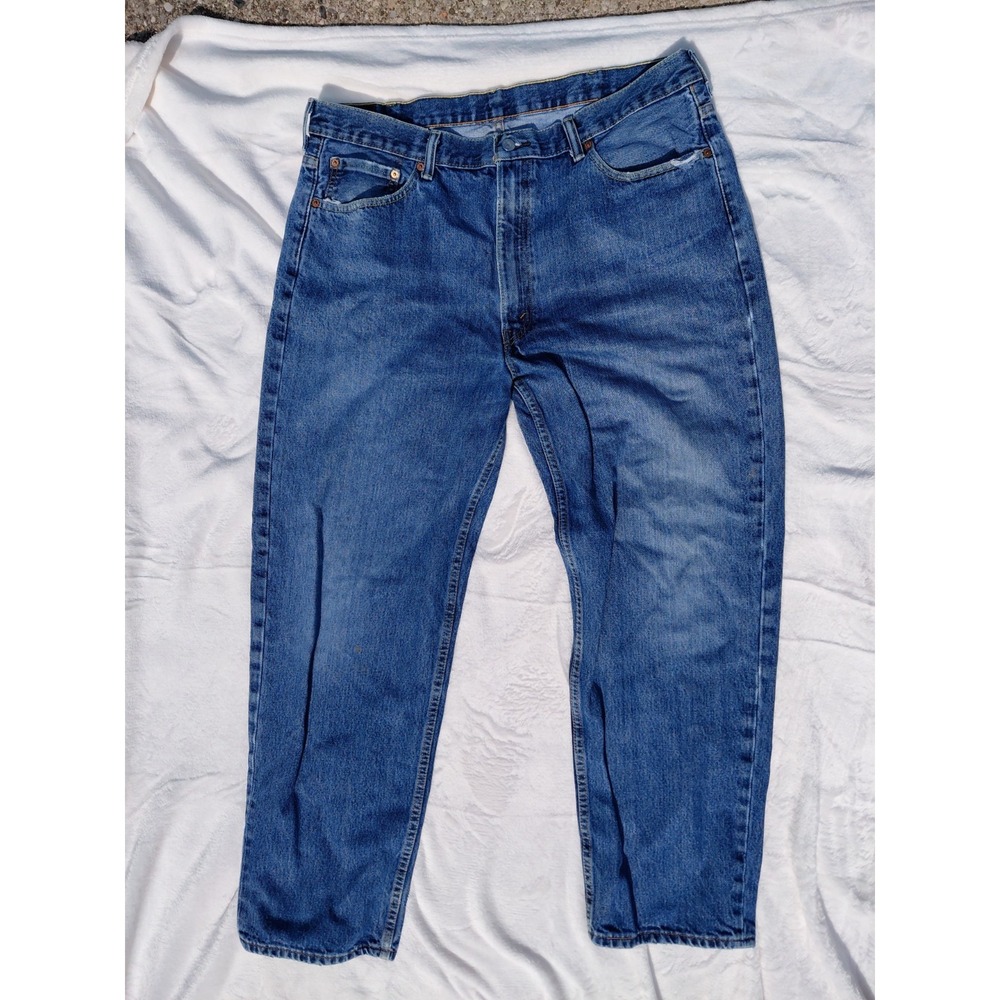 Levis 550 Jeans Mens 40x32 Relaxed Fit Stone Wash Denim Blue Made In Mexico